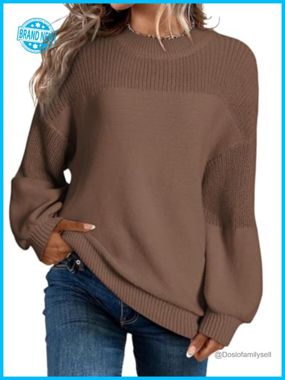Dokotoo Oversized Long Sleeve Crewneck Pullover Sweater